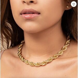 NWOT Uncommon James On Board Necklace Gold Twisted Rope Chain Chunky Statement